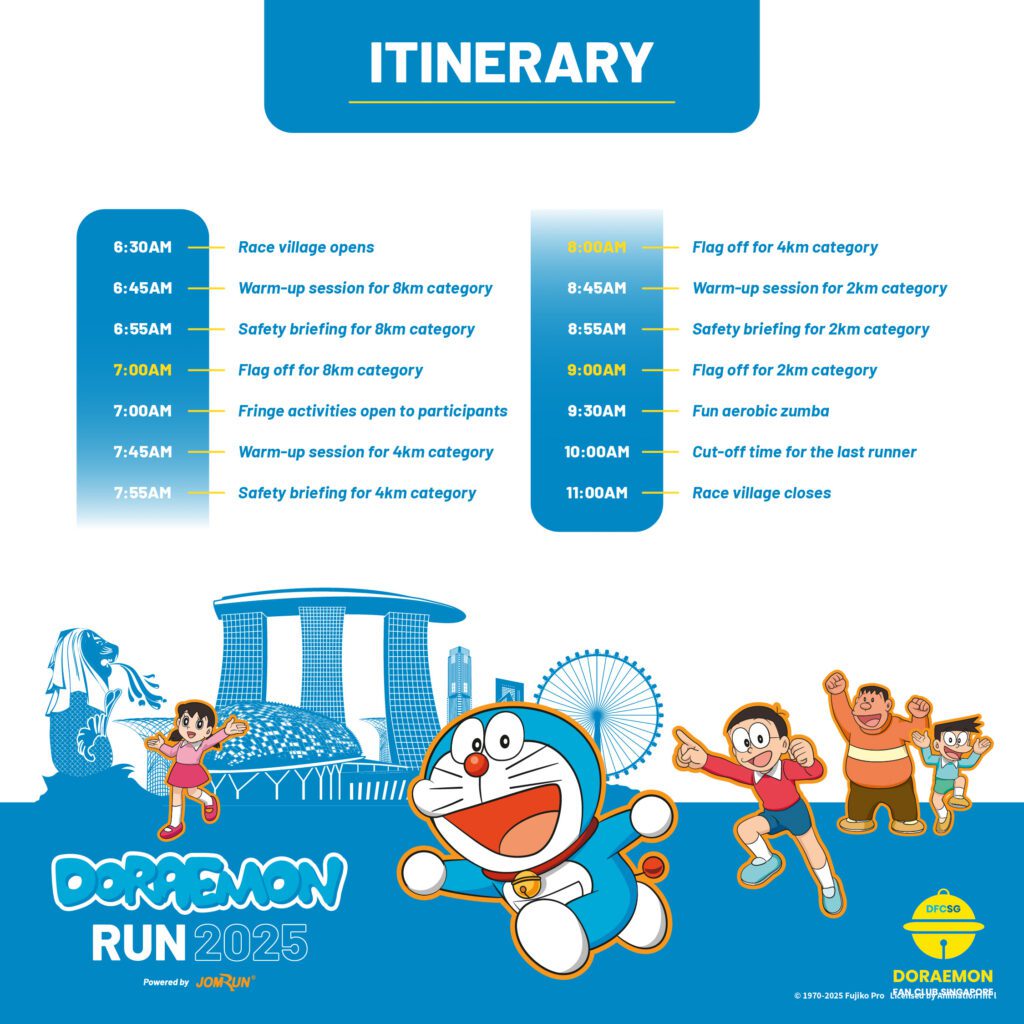 Doraemon Run Singapore 2025 Itinerary