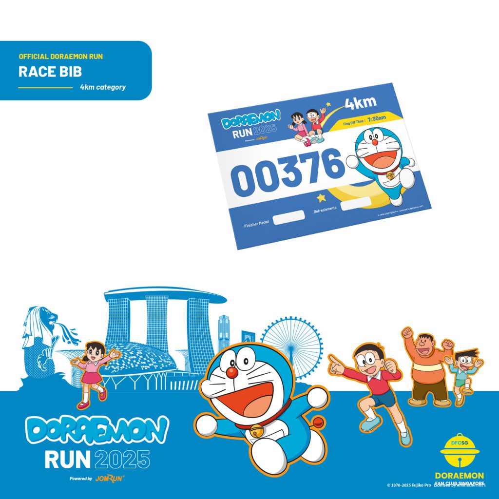 Doraemon Run Singapore 2025 Race Bib 4KM